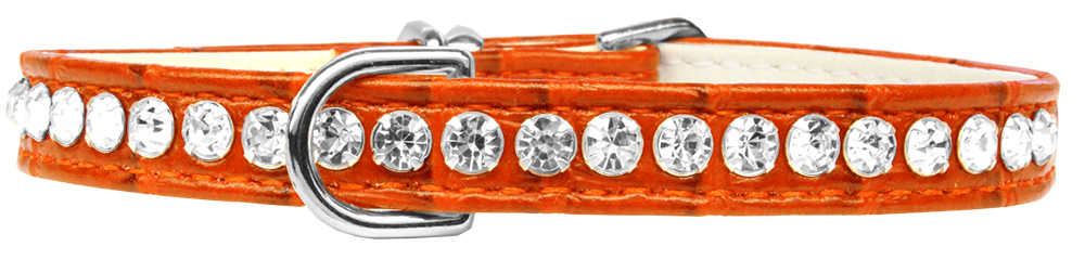 Beverly Style Rhinestone Designer Croc Dog Collar Orange Size 10